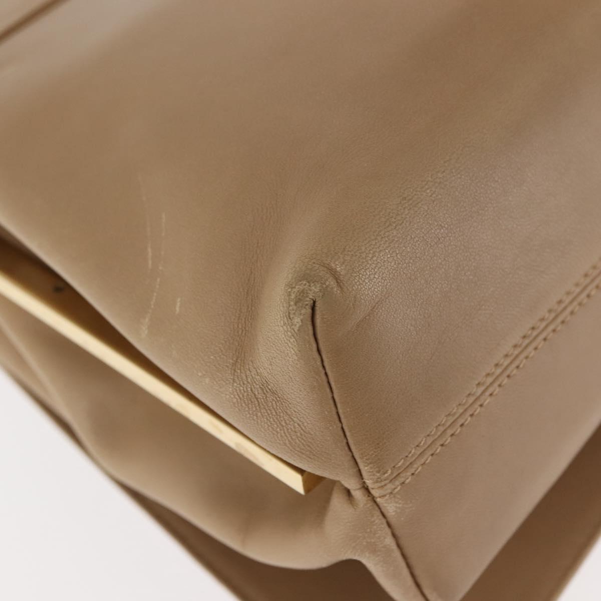 Salvatore Ferragamo Vala Shoulder Bag Leather Beige Auth BA6806