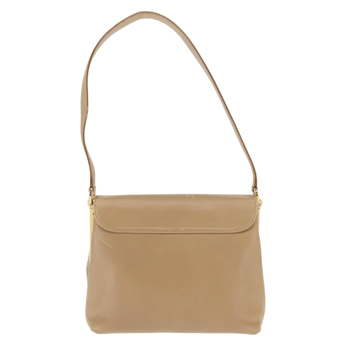Salvatore Ferragamo Vala Shoulder Bag Leather Beige Auth BA6806