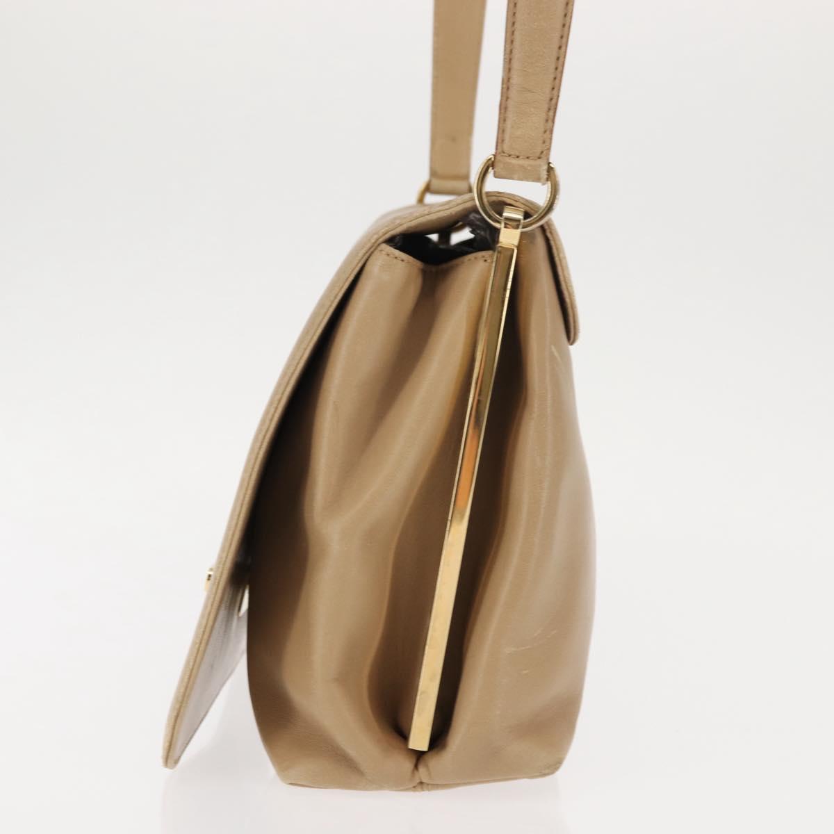 Salvatore Ferragamo Vala Shoulder Bag Leather Beige Auth BA6806