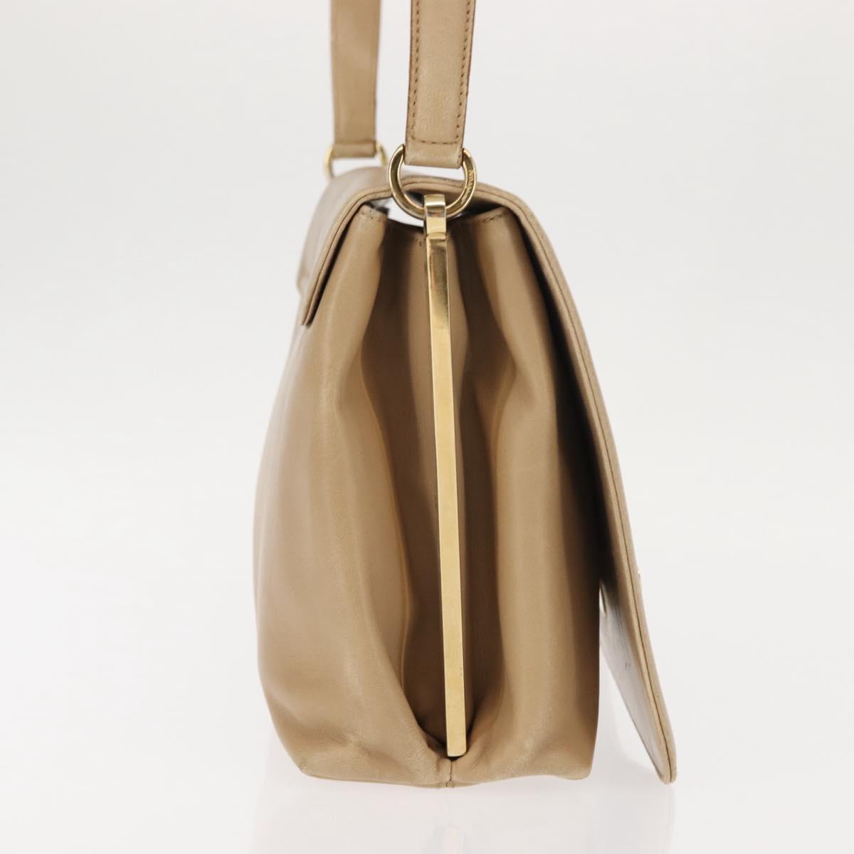 Salvatore Ferragamo Vala Shoulder Bag Leather Beige Auth BA6806