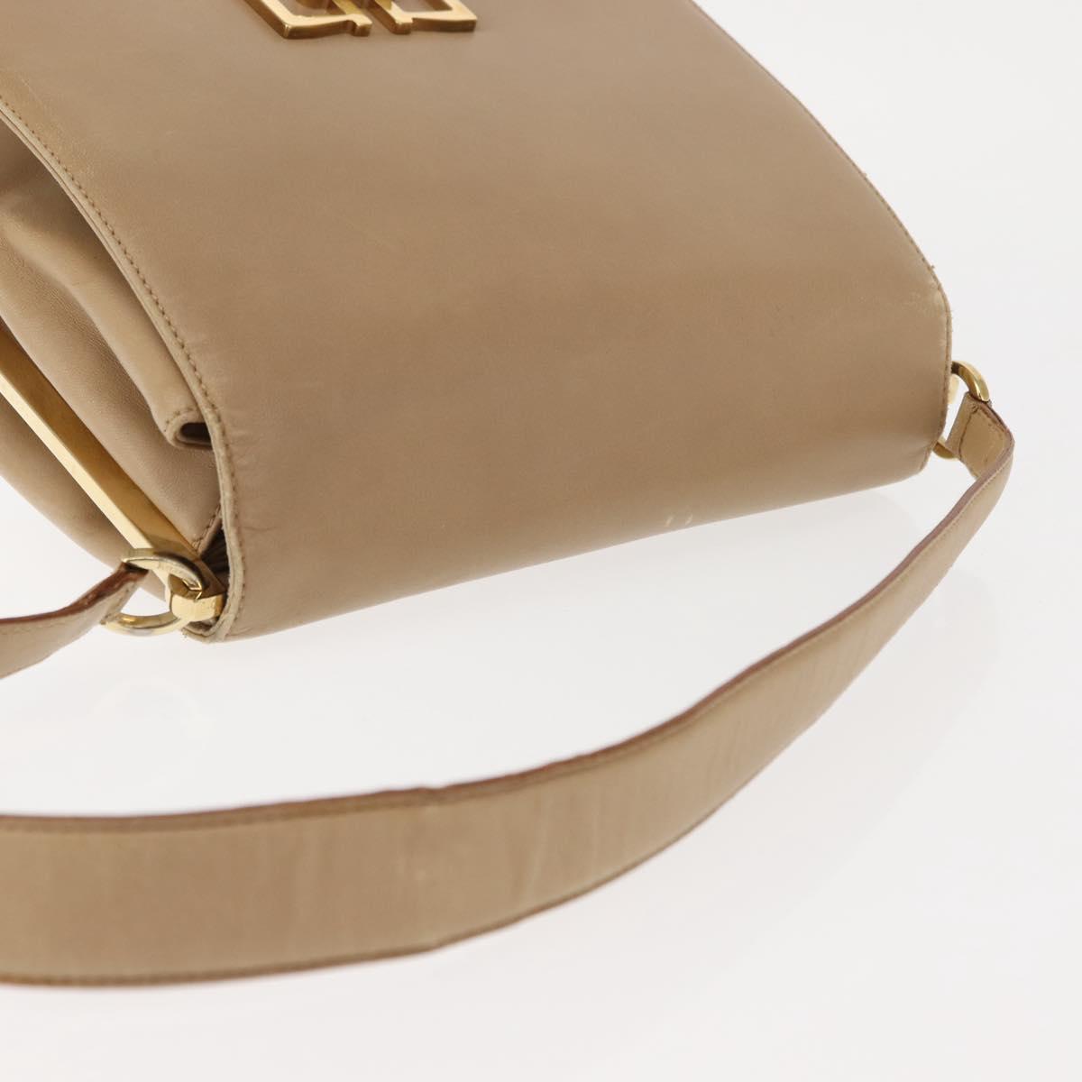 Salvatore Ferragamo Vala Shoulder Bag Leather Beige Auth BA6806