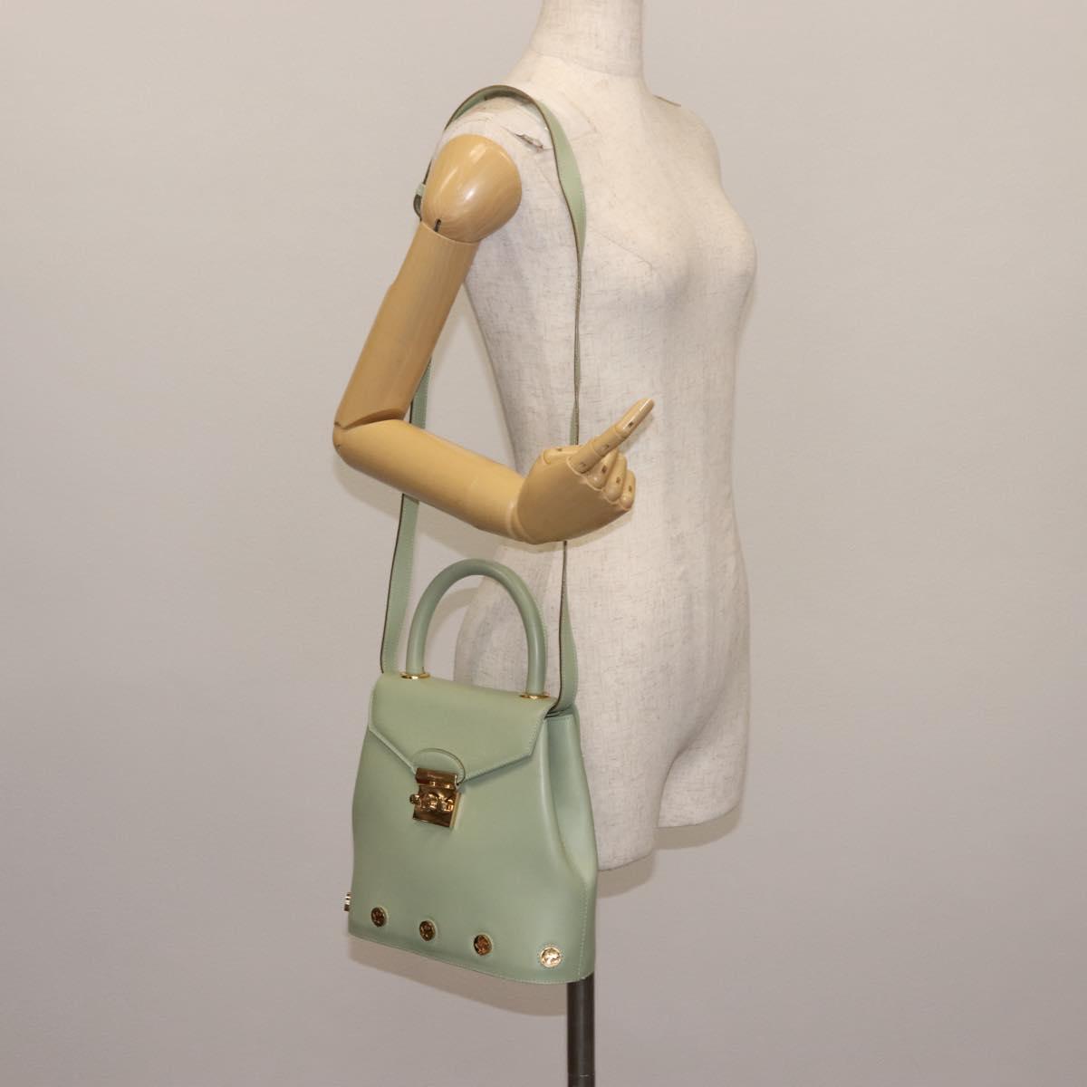 Salvatore Ferragamo Hand Bag Leather 2way Green Auth BA6807