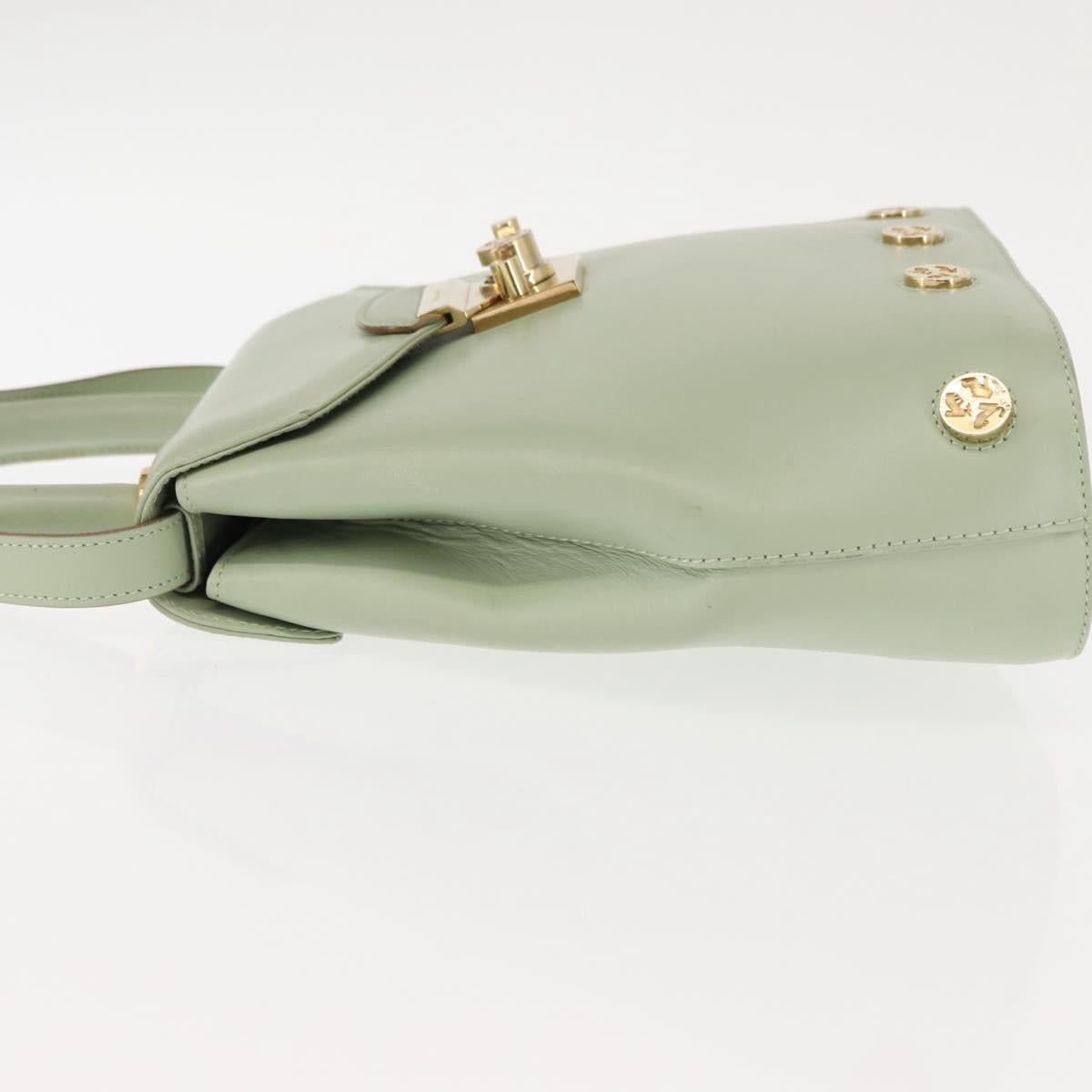 Salvatore Ferragamo Hand Bag Leather 2way Green Auth BA6807