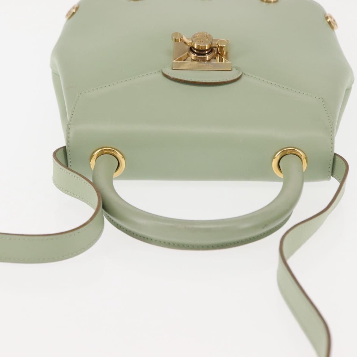 Salvatore Ferragamo Hand Bag Leather 2way Green Auth BA6807