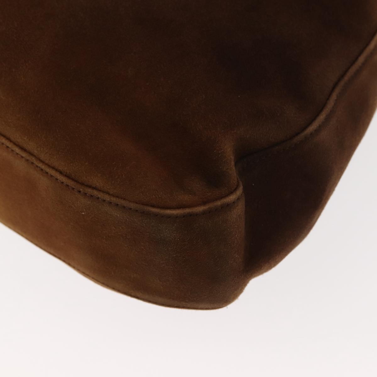 Salvatore Ferragamo Gancini Shoulder Bag Suede Brown Auth BA6808