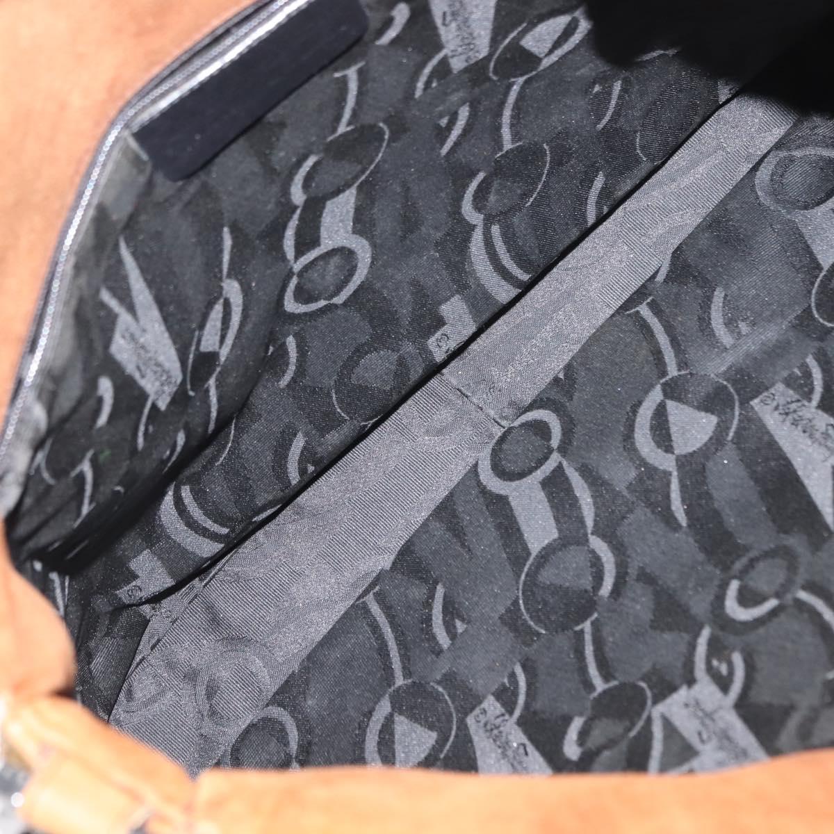 Salvatore Ferragamo Gancini Shoulder Bag Suede Brown Auth BA6808