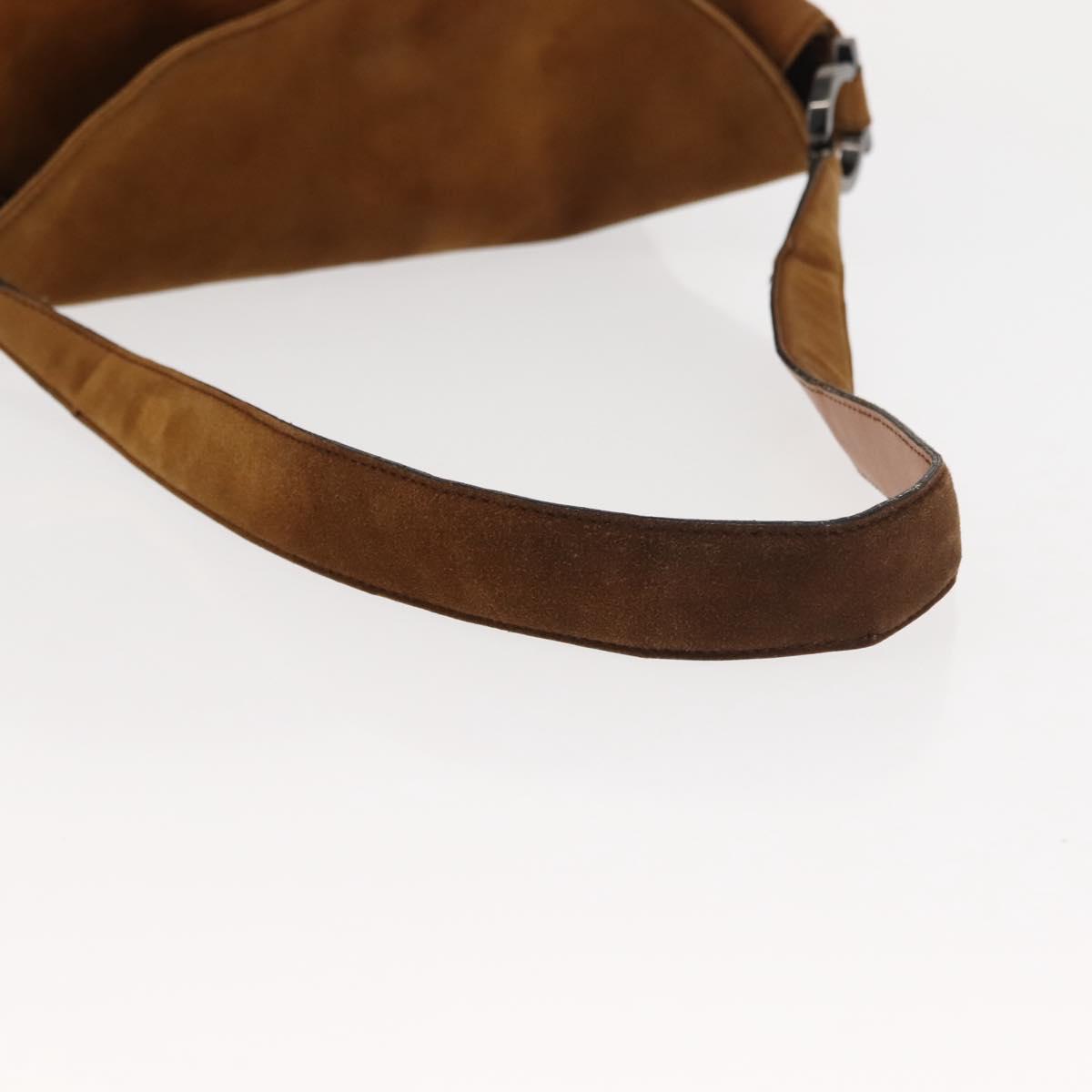 Salvatore Ferragamo Gancini Shoulder Bag Suede Brown Auth BA6808