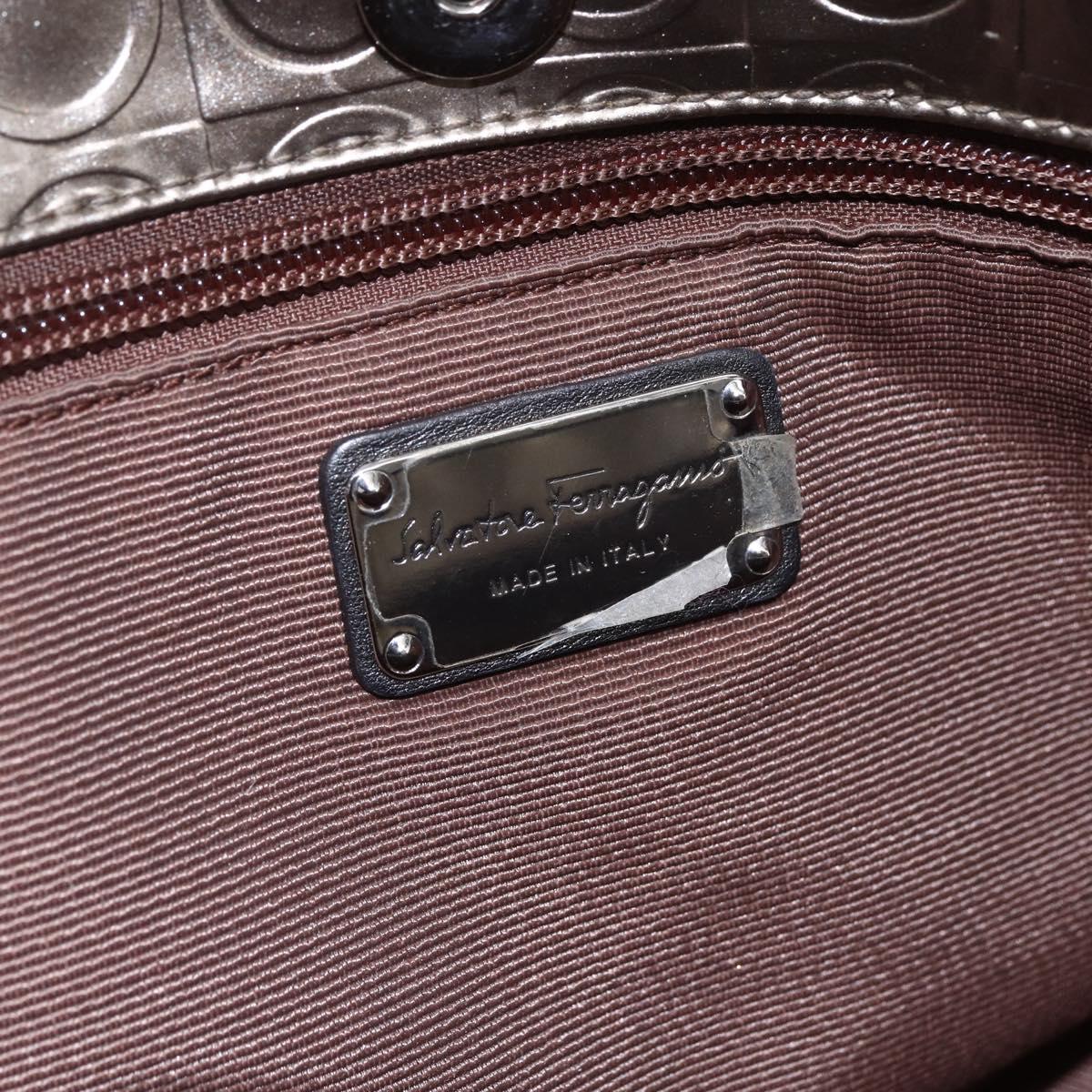 Salvatore Ferragamo Gancini Tote Bag Enamel Gold Auth BA6811