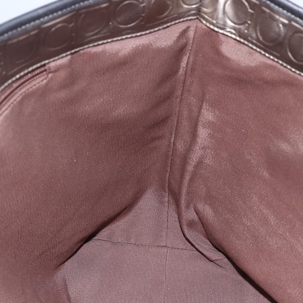 Salvatore Ferragamo Gancini Tote Bag Enamel Gold Auth BA6811