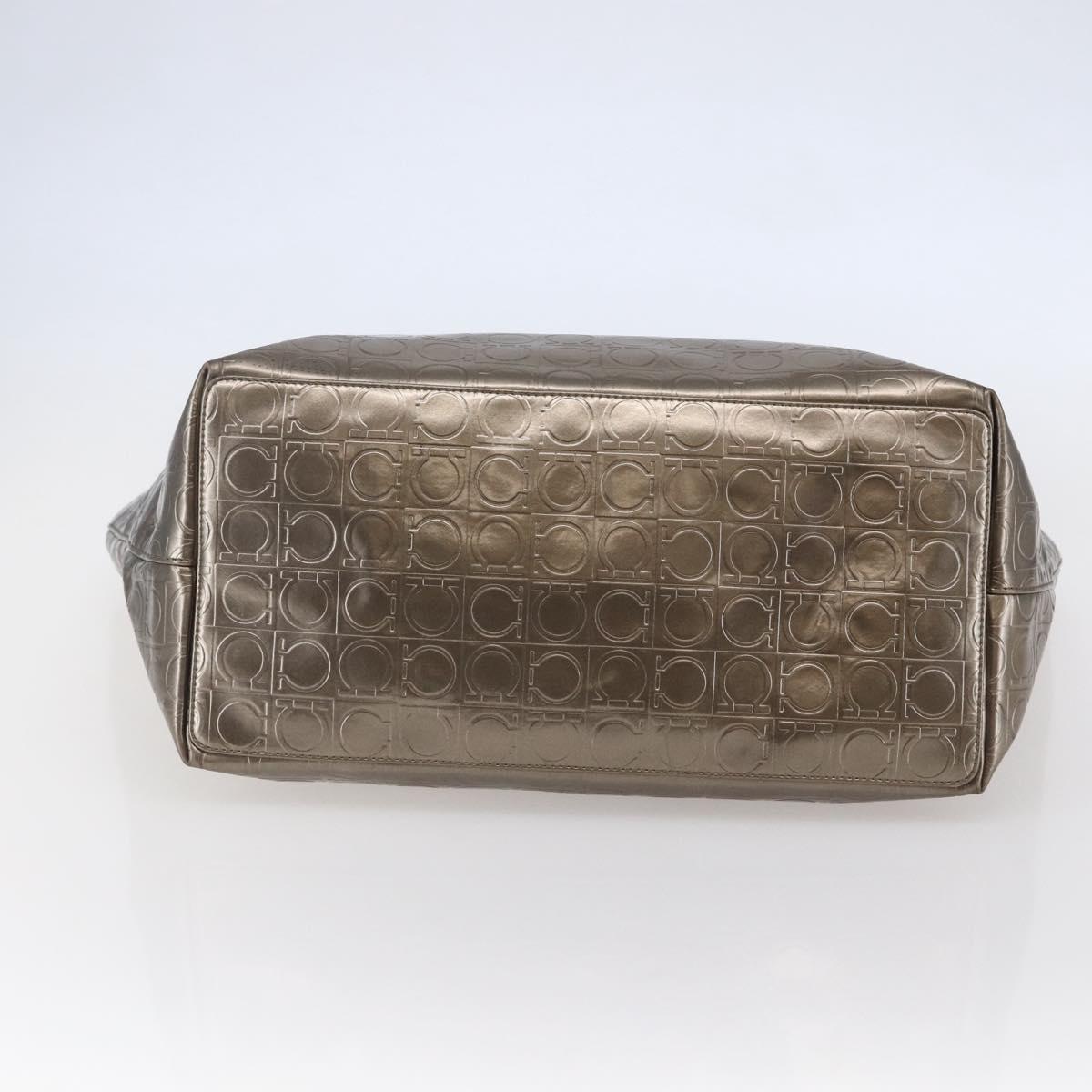 Salvatore Ferragamo Gancini Tote Bag Enamel Gold Auth BA6811