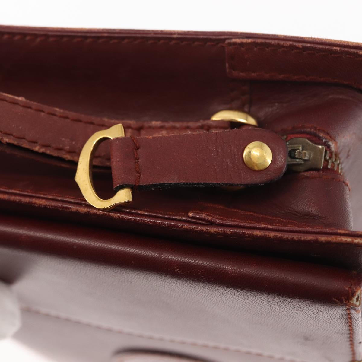 CARTIER Must Line Clutch Bag Leather Bordeaux Auth BA6812