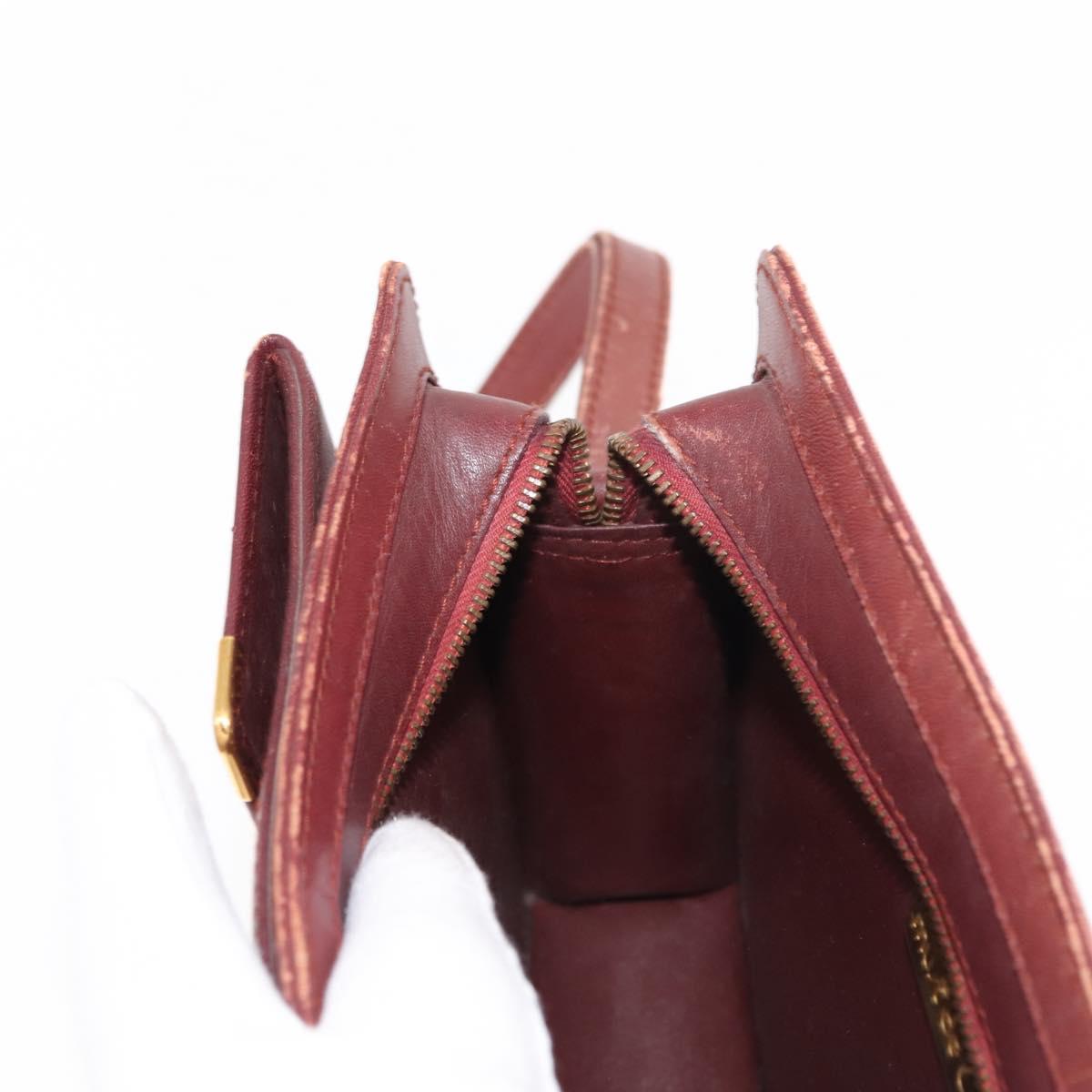 CARTIER Must Line Clutch Bag Leather Bordeaux Auth BA6812