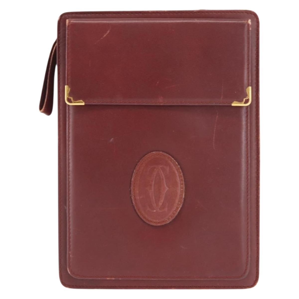 CARTIER Must Line Clutch Bag Leather Bordeaux Auth BA6812