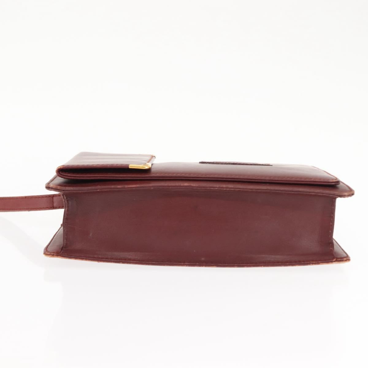CARTIER Must Line Clutch Bag Leather Bordeaux Auth BA6812