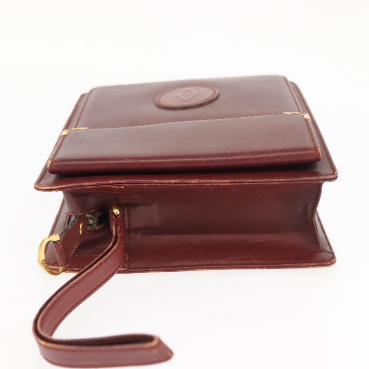 CARTIER Must Line Clutch Bag Leather Bordeaux Auth BA6812