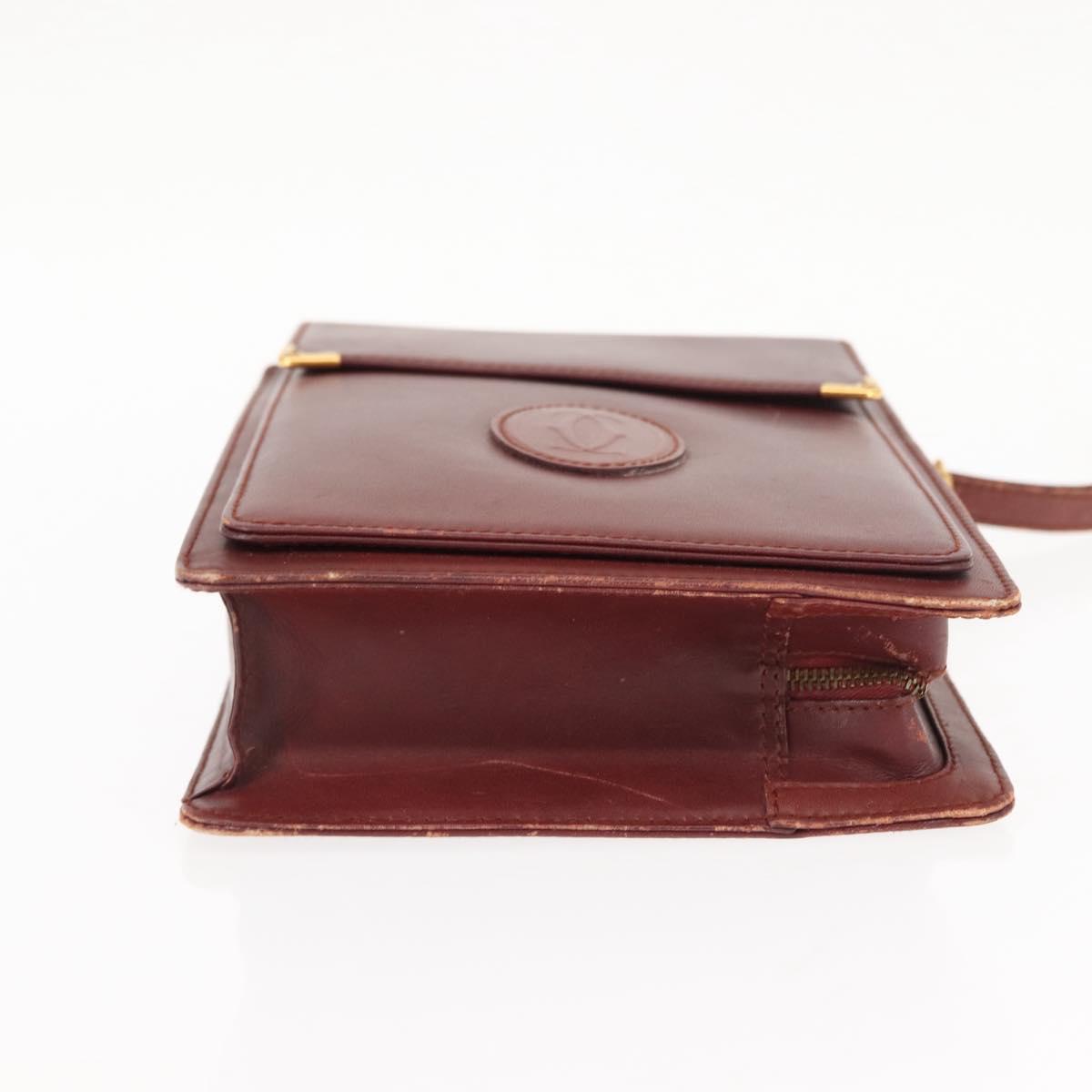 CARTIER Must Line Clutch Bag Leather Bordeaux Auth BA6812