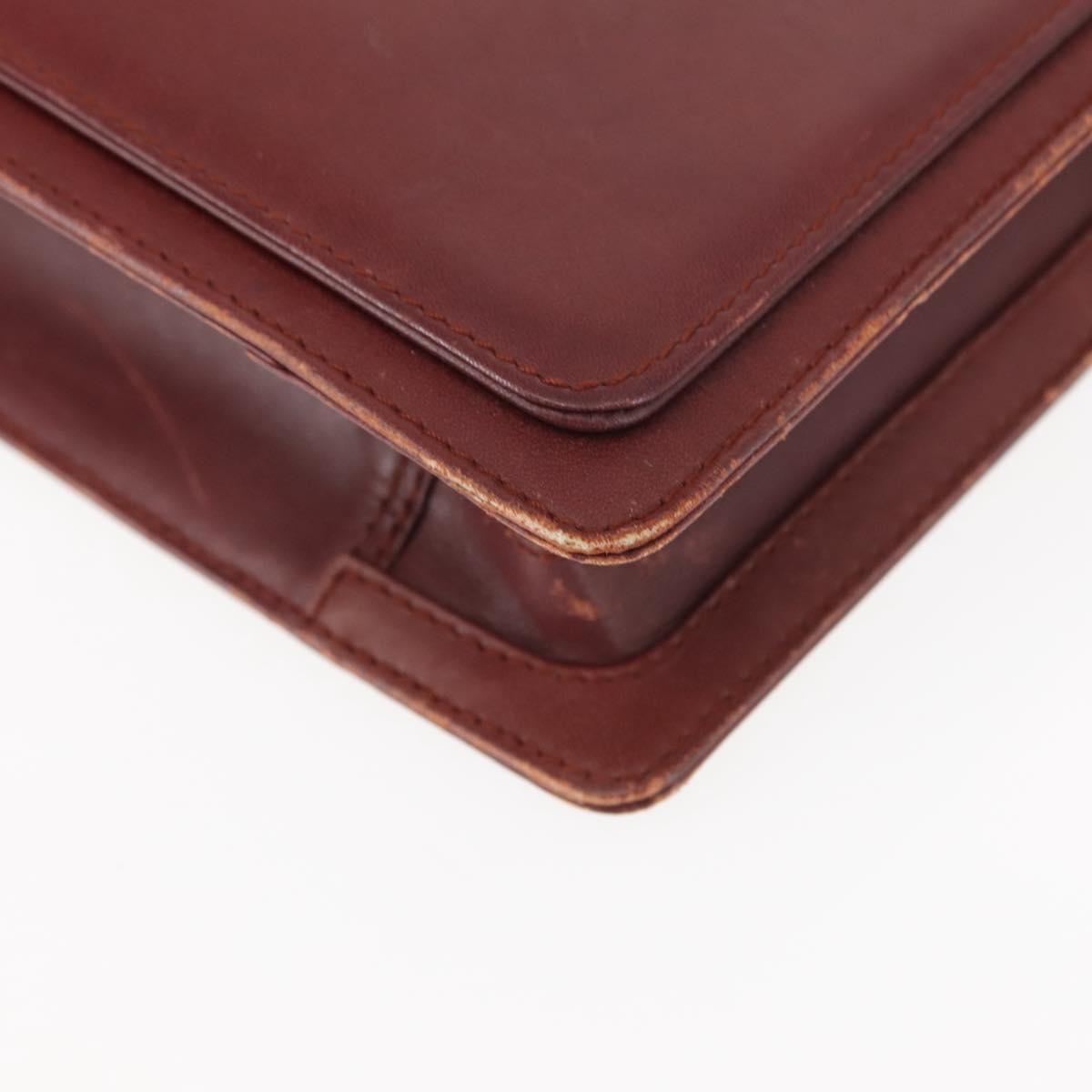 CARTIER Must Line Clutch Bag Leather Bordeaux Auth BA6812