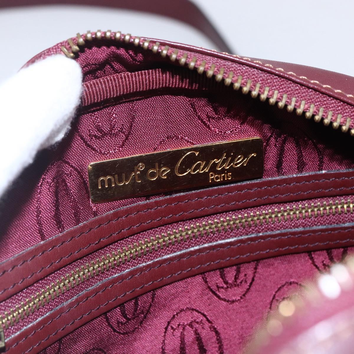 CARTIER Must Line Shoulder Bag Leather Bordeaux Auth BA6813