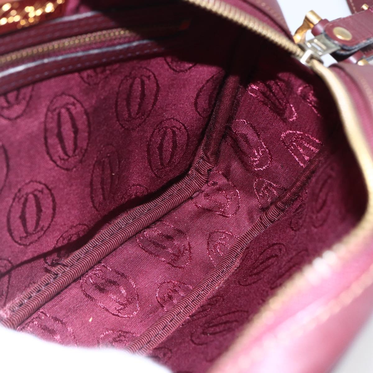 CARTIER Must Line Shoulder Bag Leather Bordeaux Auth BA6813