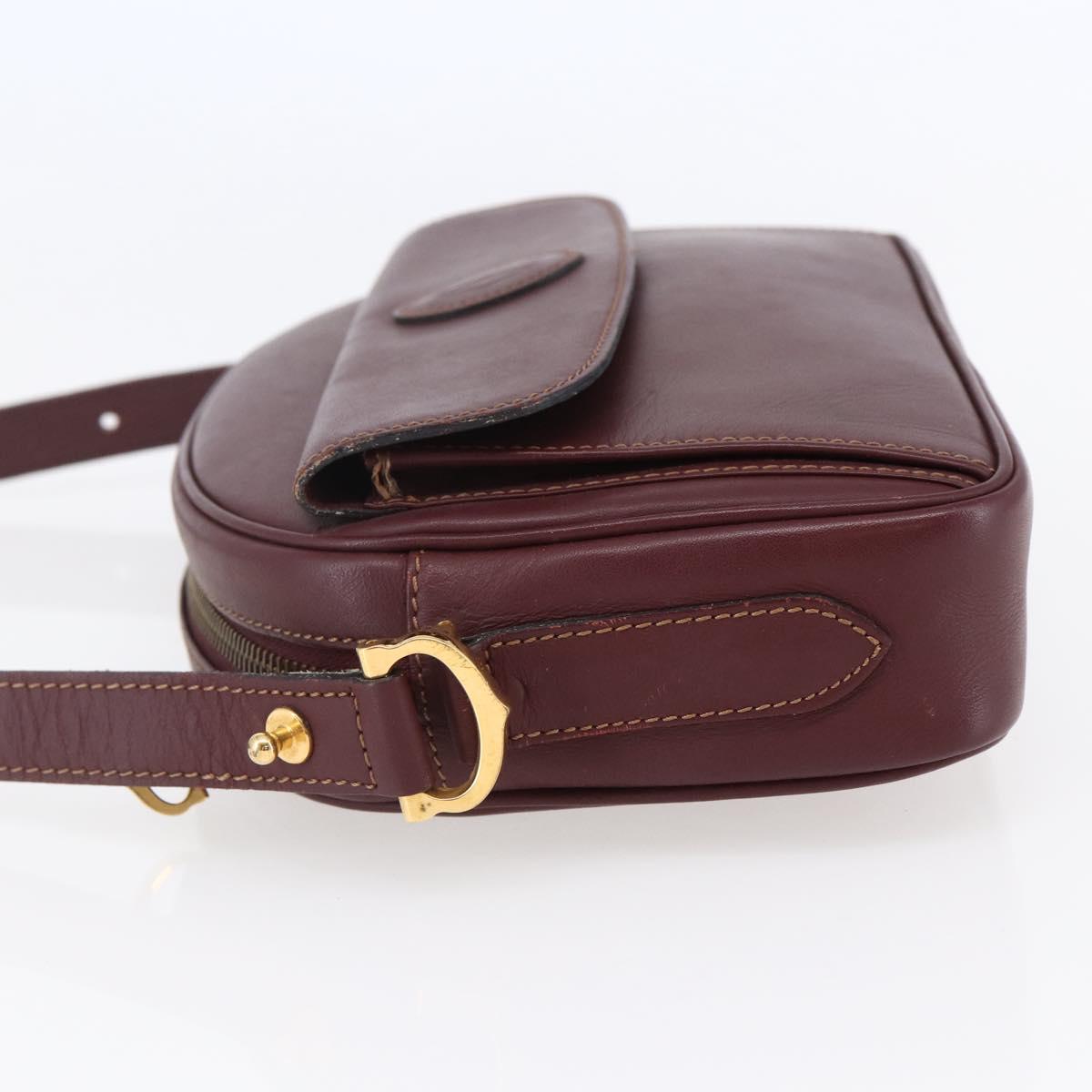 CARTIER Must Line Shoulder Bag Leather Bordeaux Auth BA6813