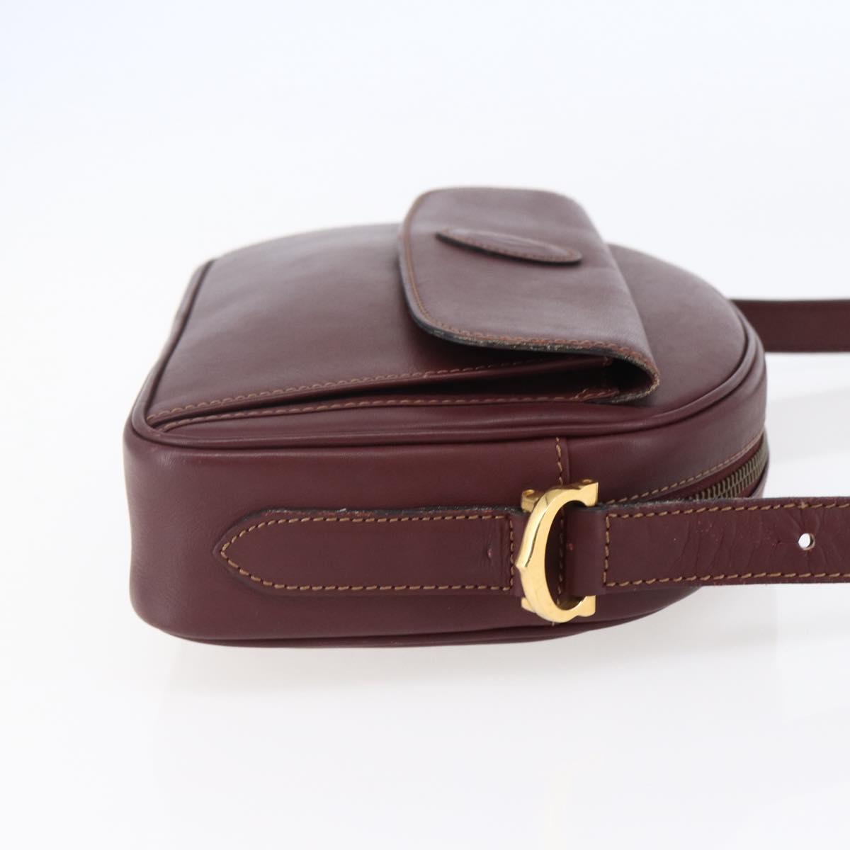 CARTIER Must Line Shoulder Bag Leather Bordeaux Auth BA6813