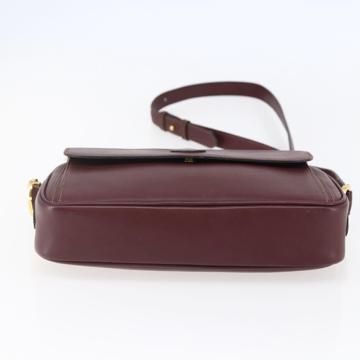 CARTIER Must Line Shoulder Bag Leather Bordeaux Auth BA6813