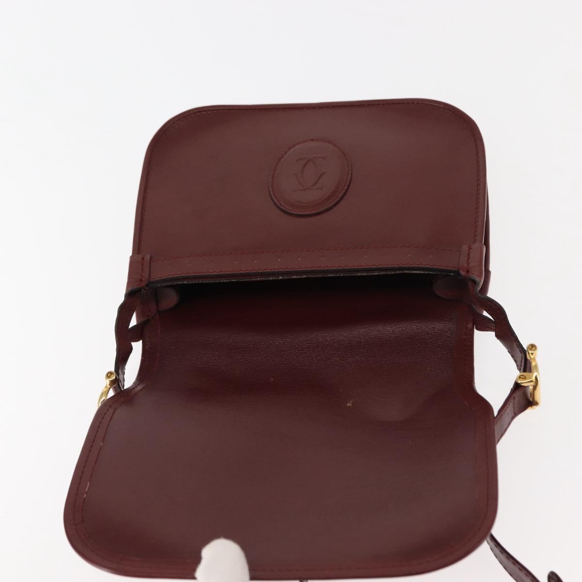 CARTIER Must Line Shoulder Bag Leather Bordeaux Auth BA6814