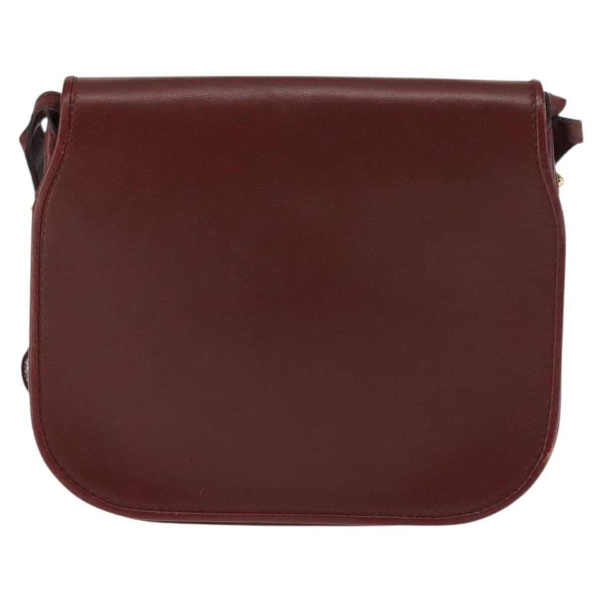 CARTIER Must Line Shoulder Bag Leather Bordeaux Auth BA6814