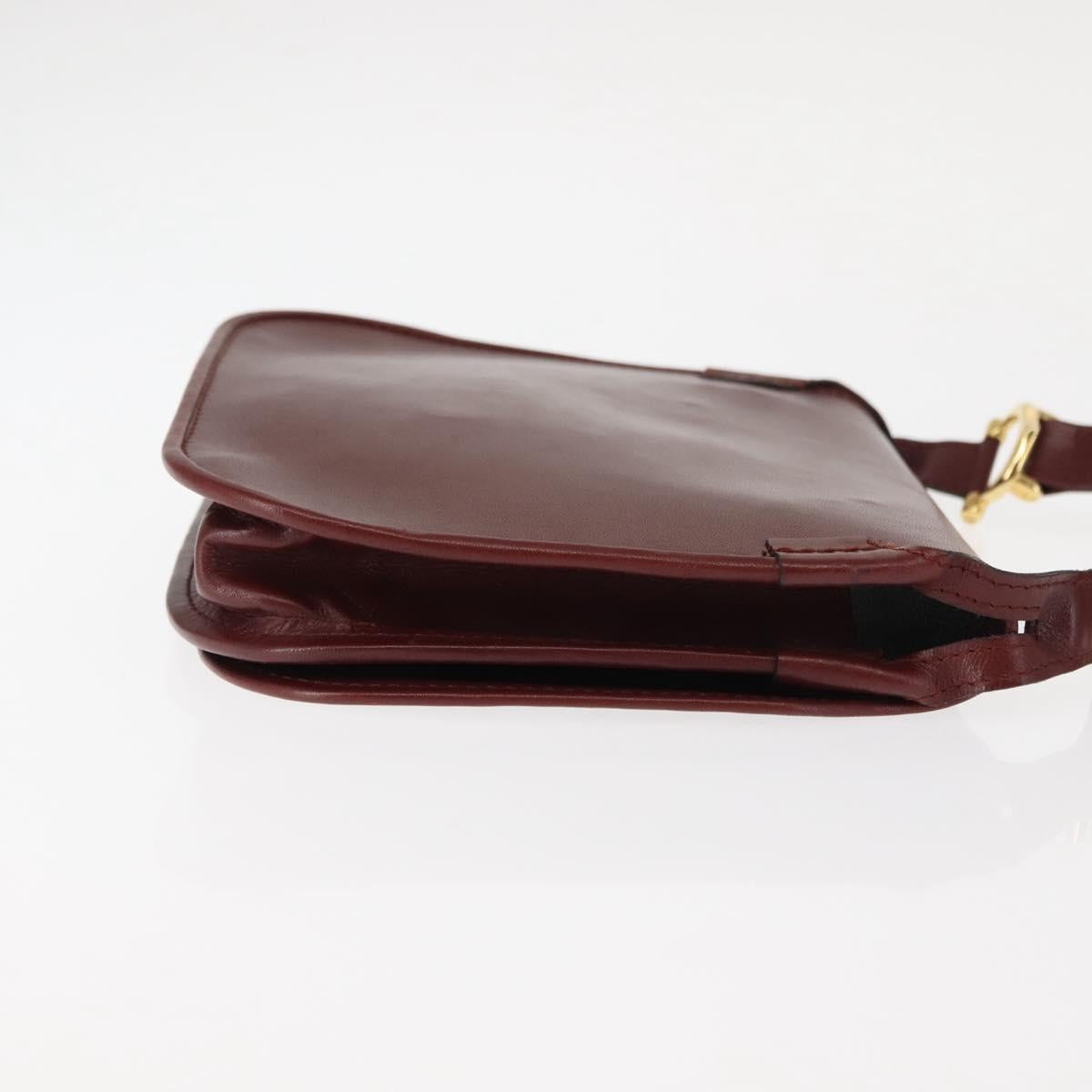 CARTIER Must Line Shoulder Bag Leather Bordeaux Auth BA6814