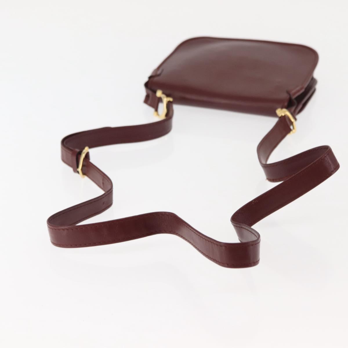 CARTIER Must Line Shoulder Bag Leather Bordeaux Auth BA6814