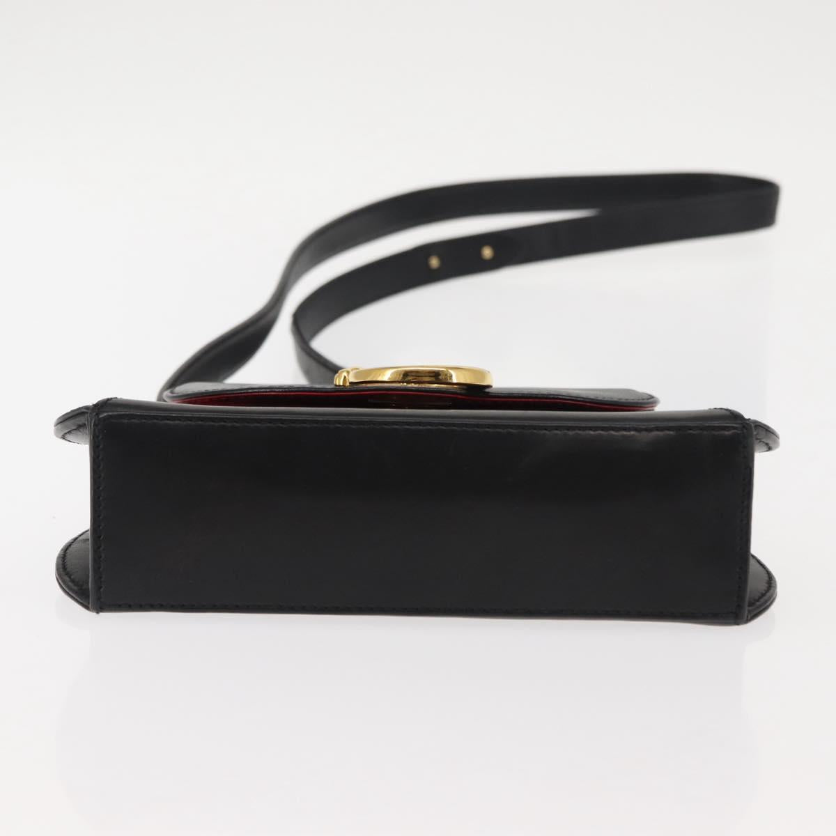 CARTIER PANTHERE Shoulder Bag Leather Black Auth BA6815