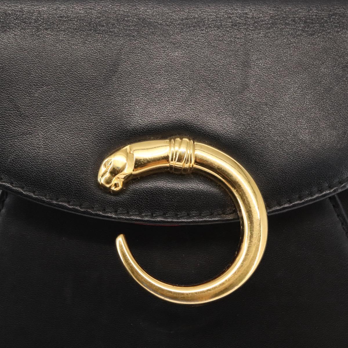 CARTIER PANTHERE Shoulder Bag Leather Black Auth BA6815
