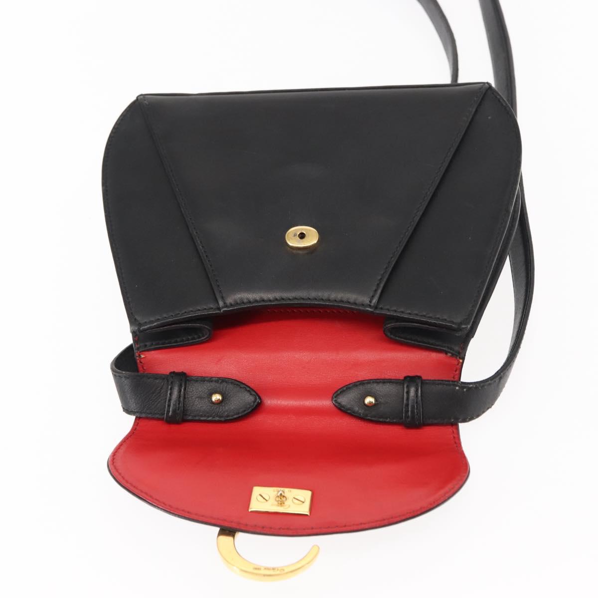 CARTIER PANTHERE Shoulder Bag Leather Black Auth BA6815