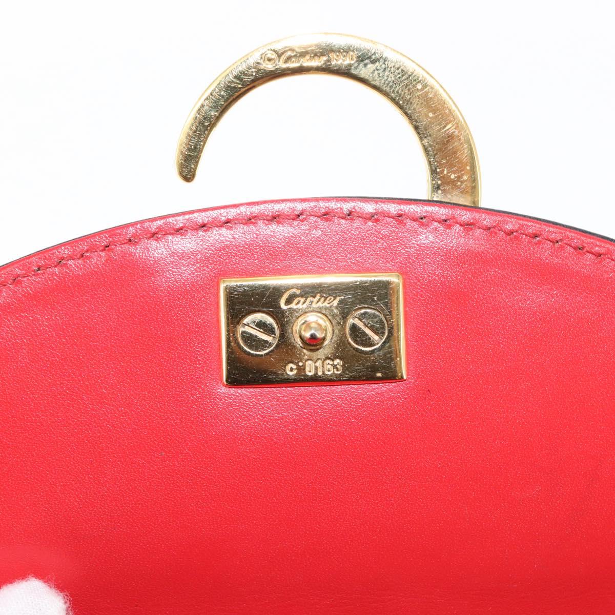 CARTIER PANTHERE Shoulder Bag Leather Black Auth BA6815