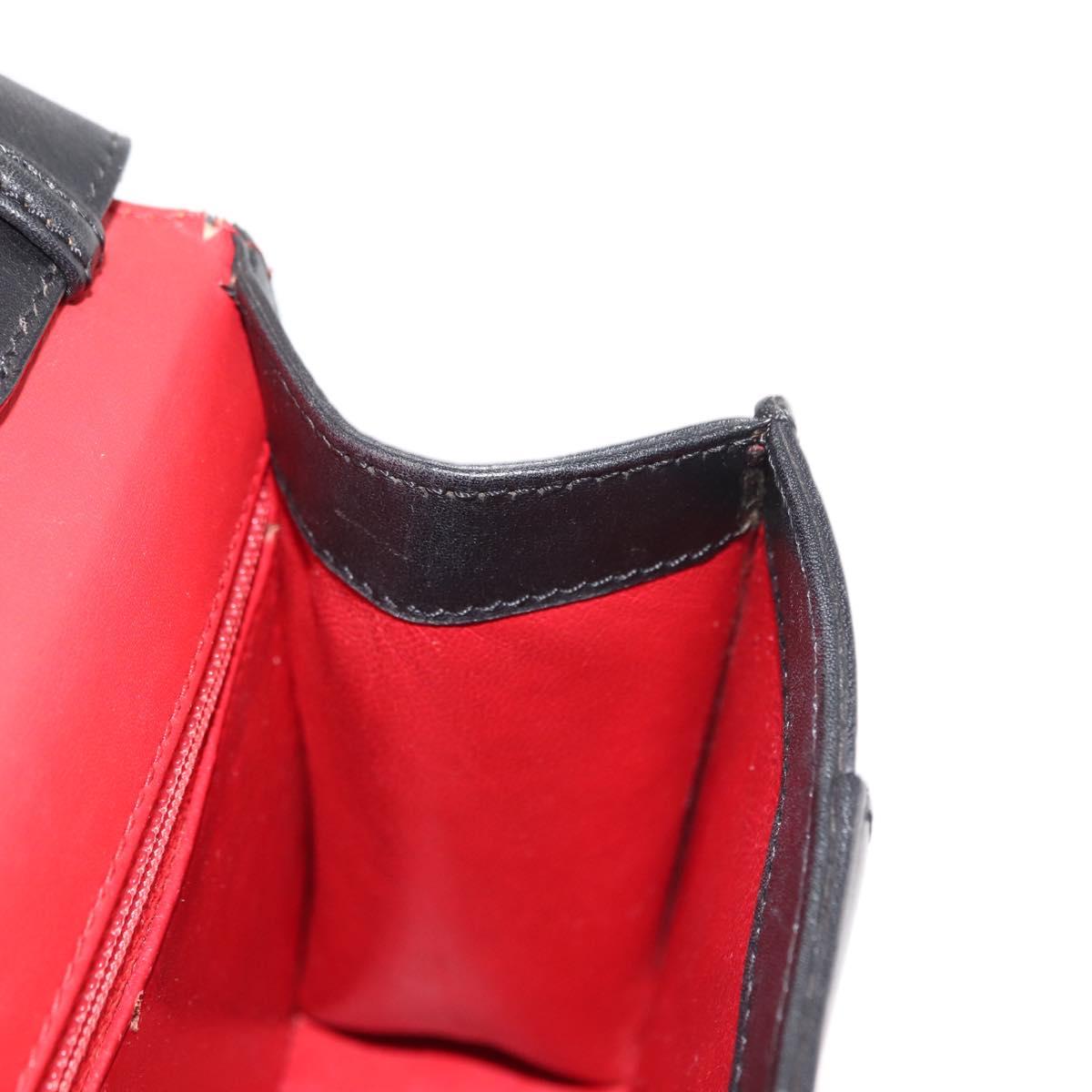 CARTIER PANTHERE Shoulder Bag Leather Black Auth BA6815