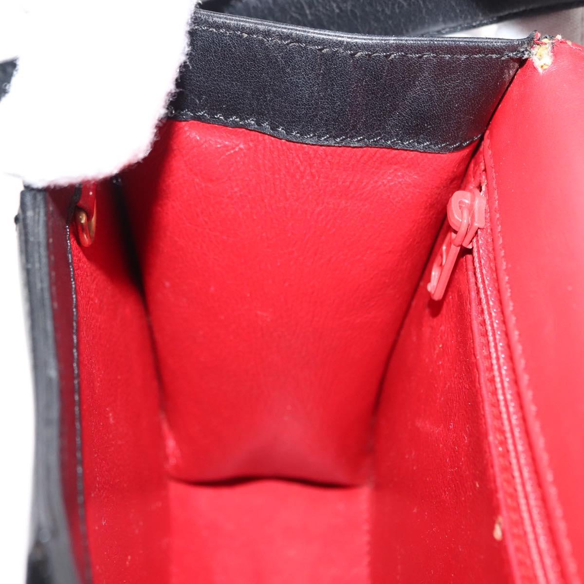 CARTIER PANTHERE Shoulder Bag Leather Black Auth BA6815
