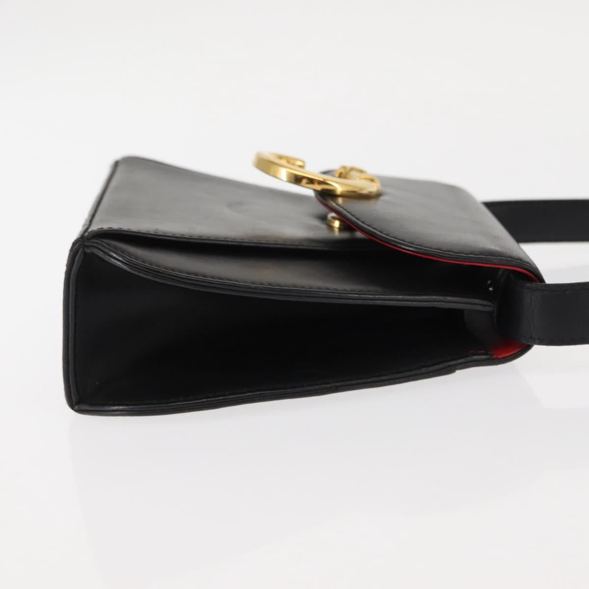 CARTIER PANTHERE Shoulder Bag Leather Black Auth BA6815