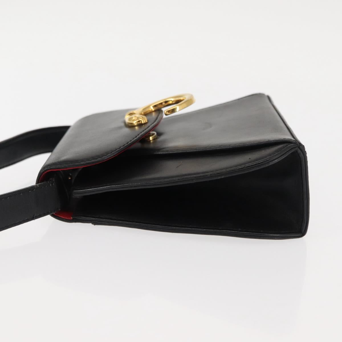 CARTIER PANTHERE Shoulder Bag Leather Black Auth BA6815