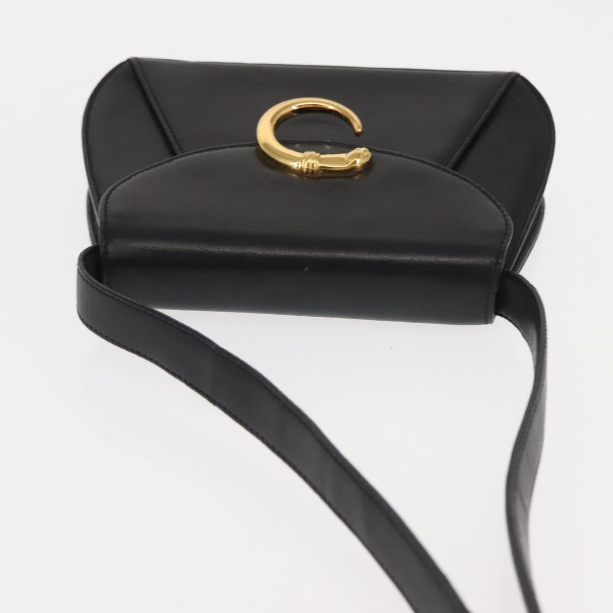 CARTIER PANTHERE Shoulder Bag Leather Black Auth BA6815