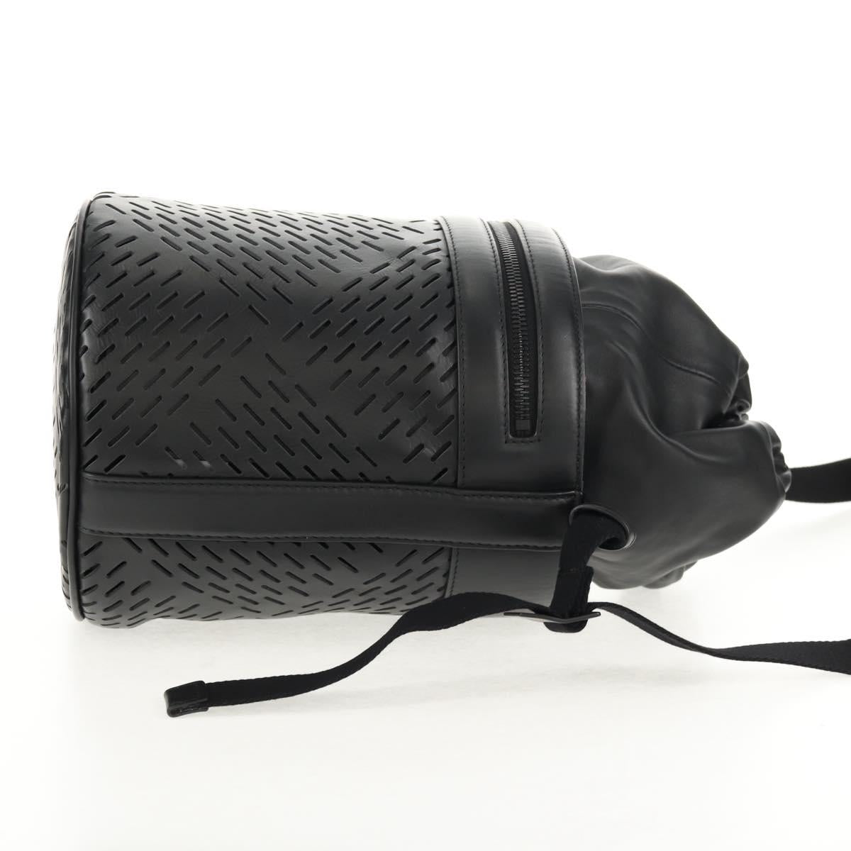 BOTTEGA VENETA Bucket Shoulder Bag Punching leather Black Auth BA6816M