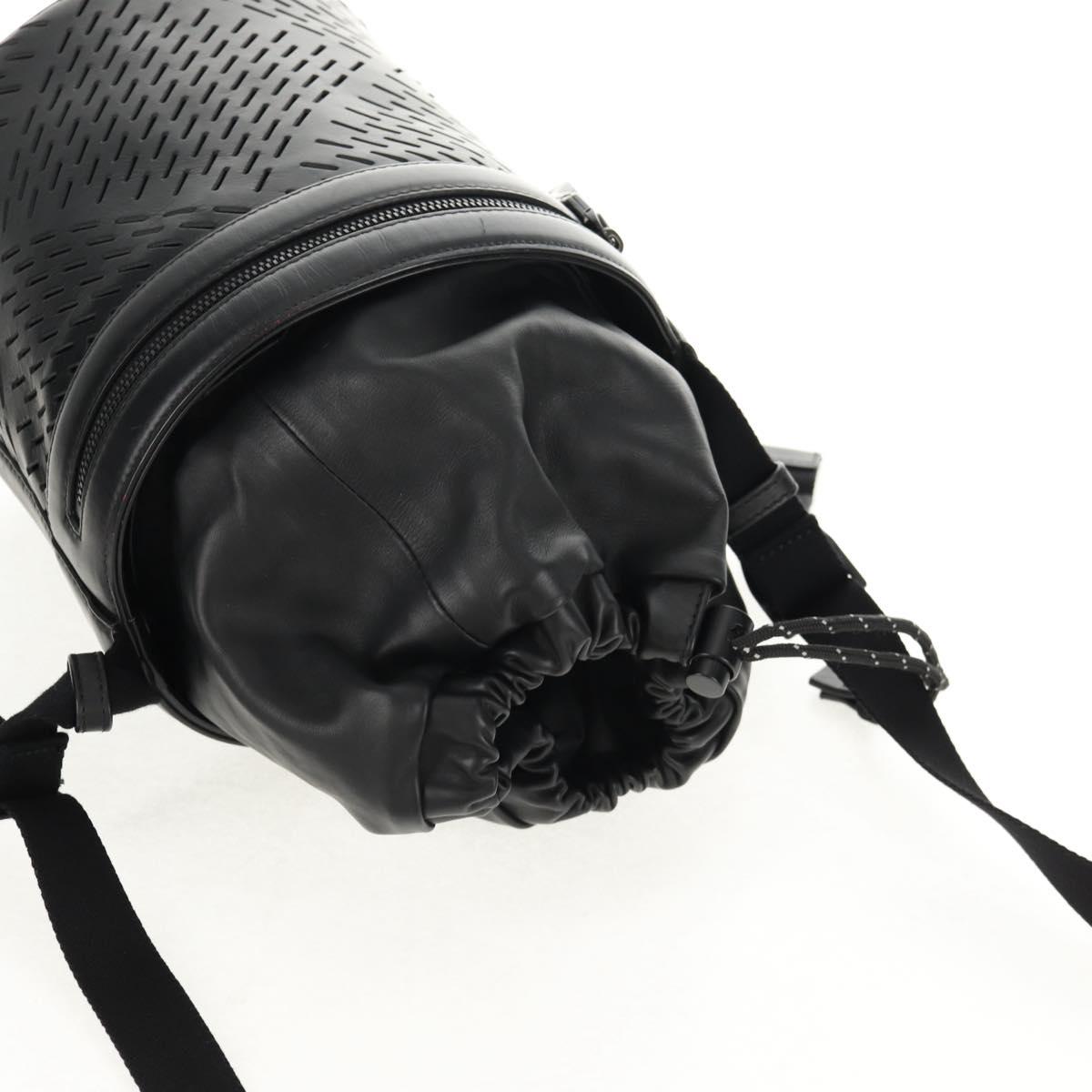 BOTTEGA VENETA Bucket Shoulder Bag Punching leather Black Auth BA6816M