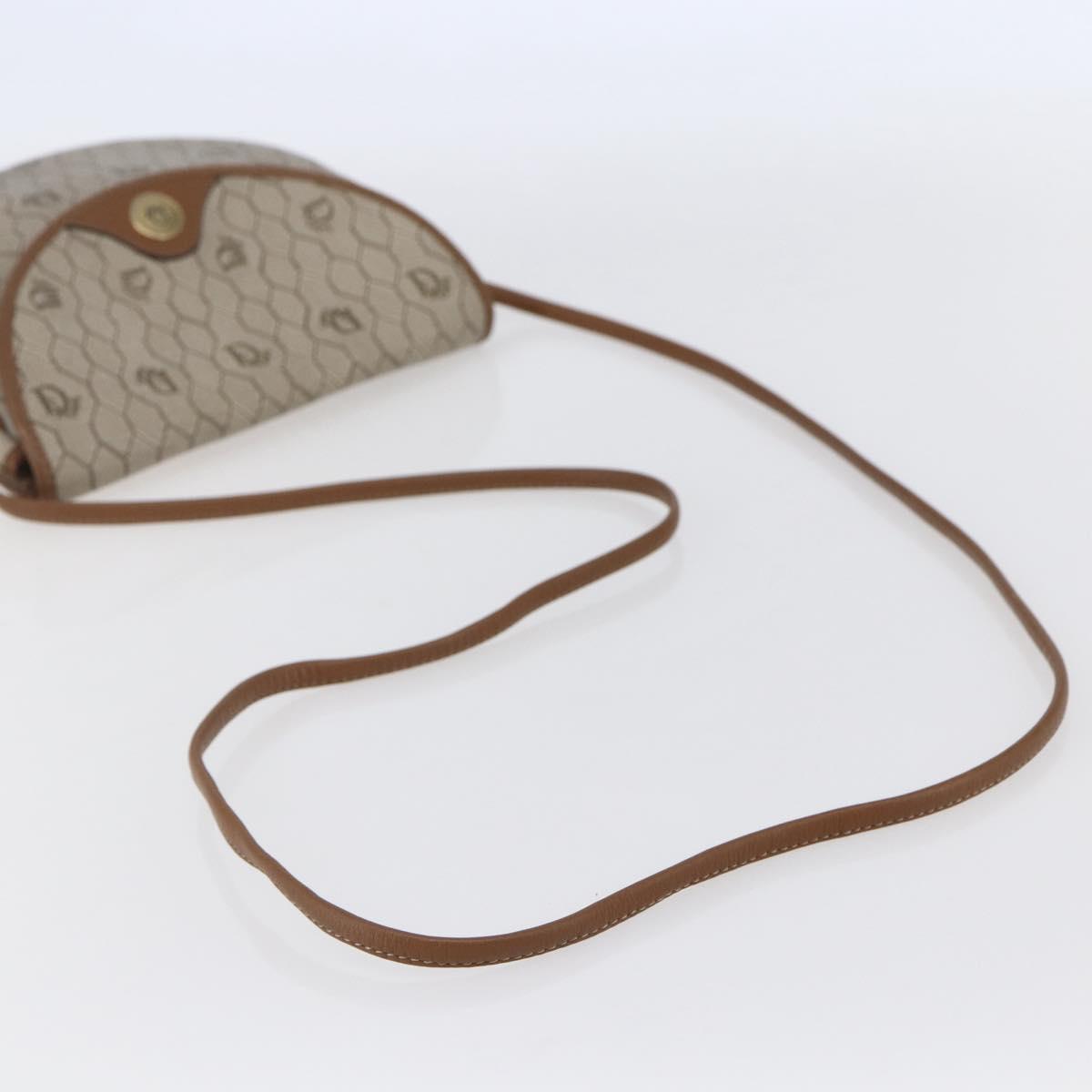 Christian Dior Honeycomb Canvas Shoulder Bag PVC Leather Beige Auth BA6819