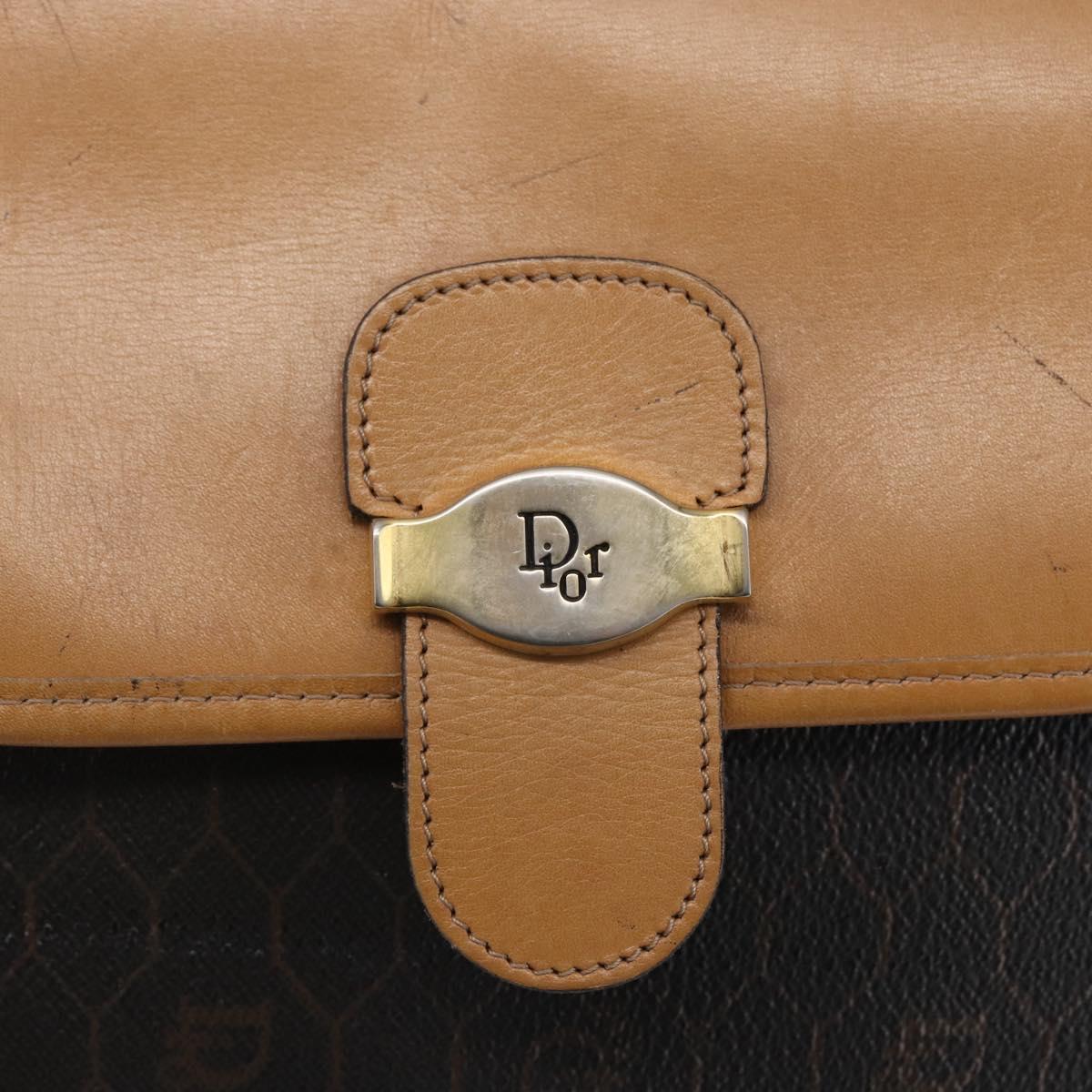 Christian Dior Honeycomb Canvas Shoulder Bag PVC Leather Black Auth BA6820