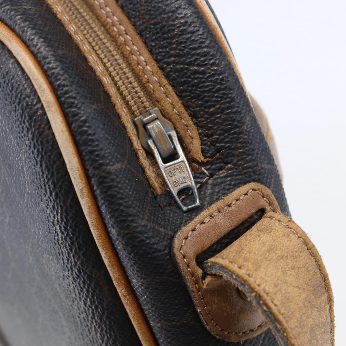 Christian Dior Honeycomb Canvas Shoulder Bag PVC Leather Black Auth BA6821