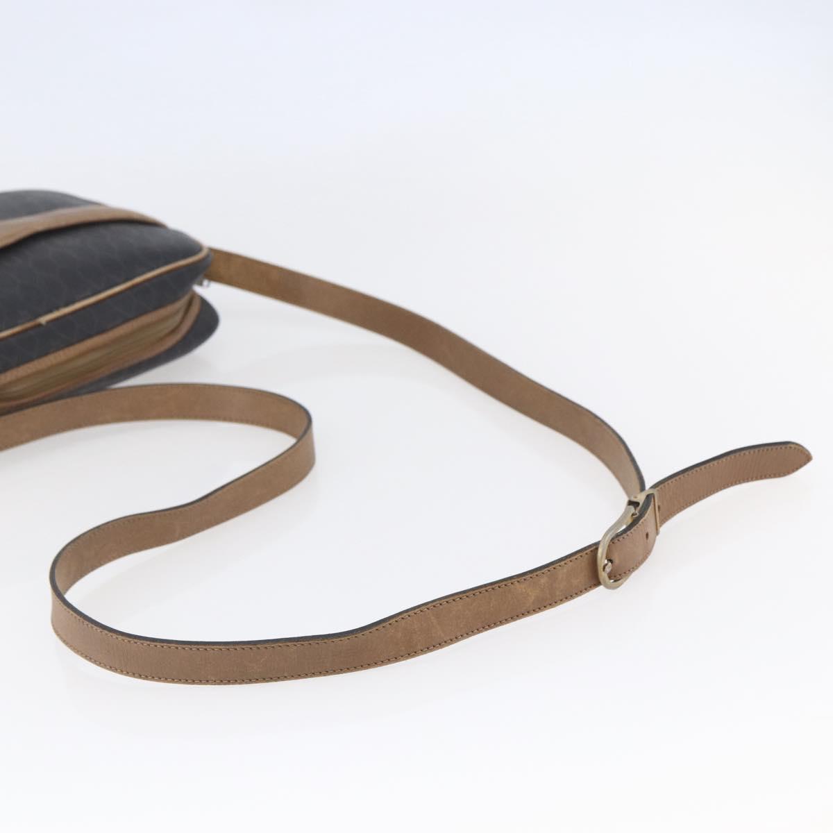 Christian Dior Honeycomb Canvas Shoulder Bag PVC Leather Black Auth BA6821