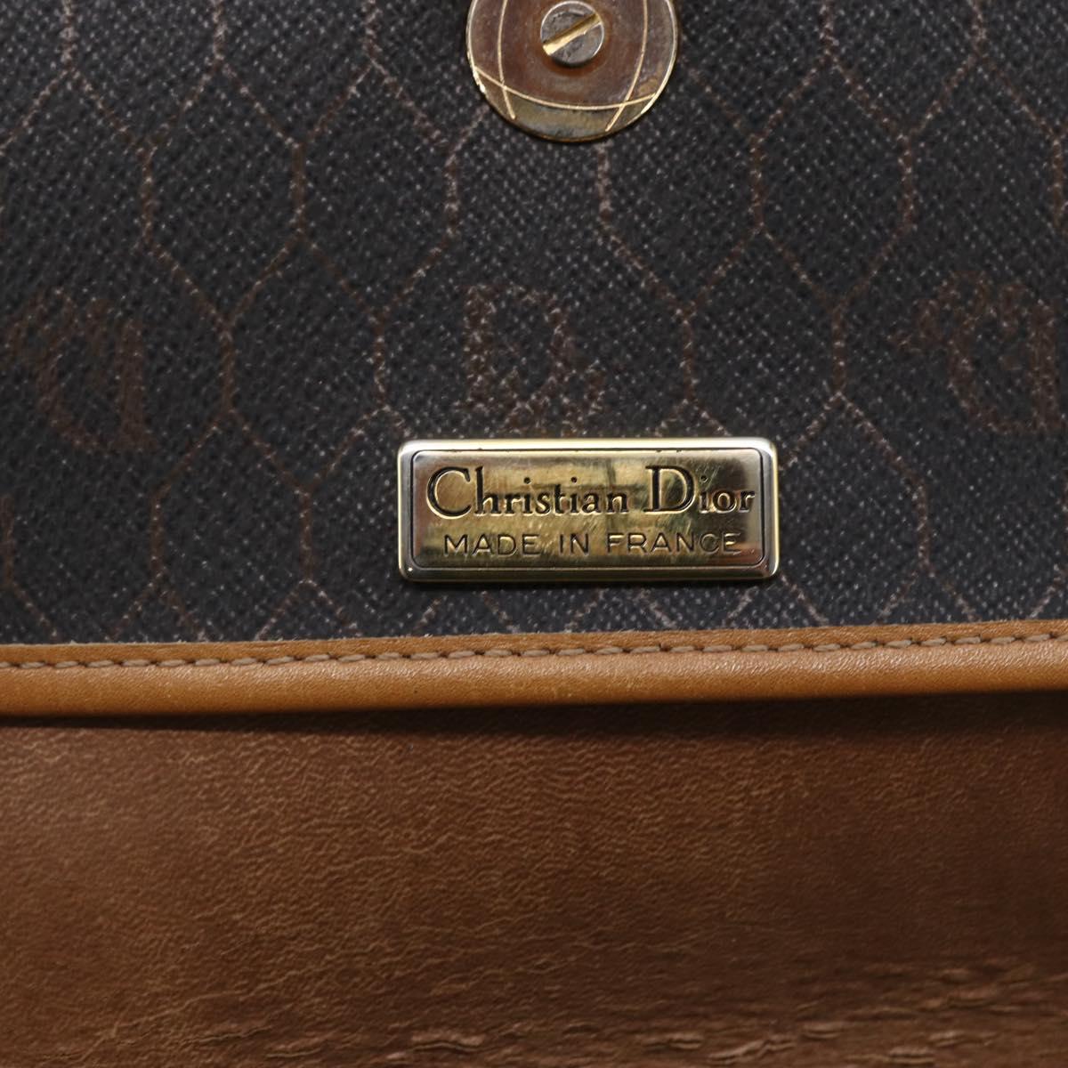 Christian Dior Honeycomb Canvas Shoulder Bag PVC Leather Black Auth BA6822