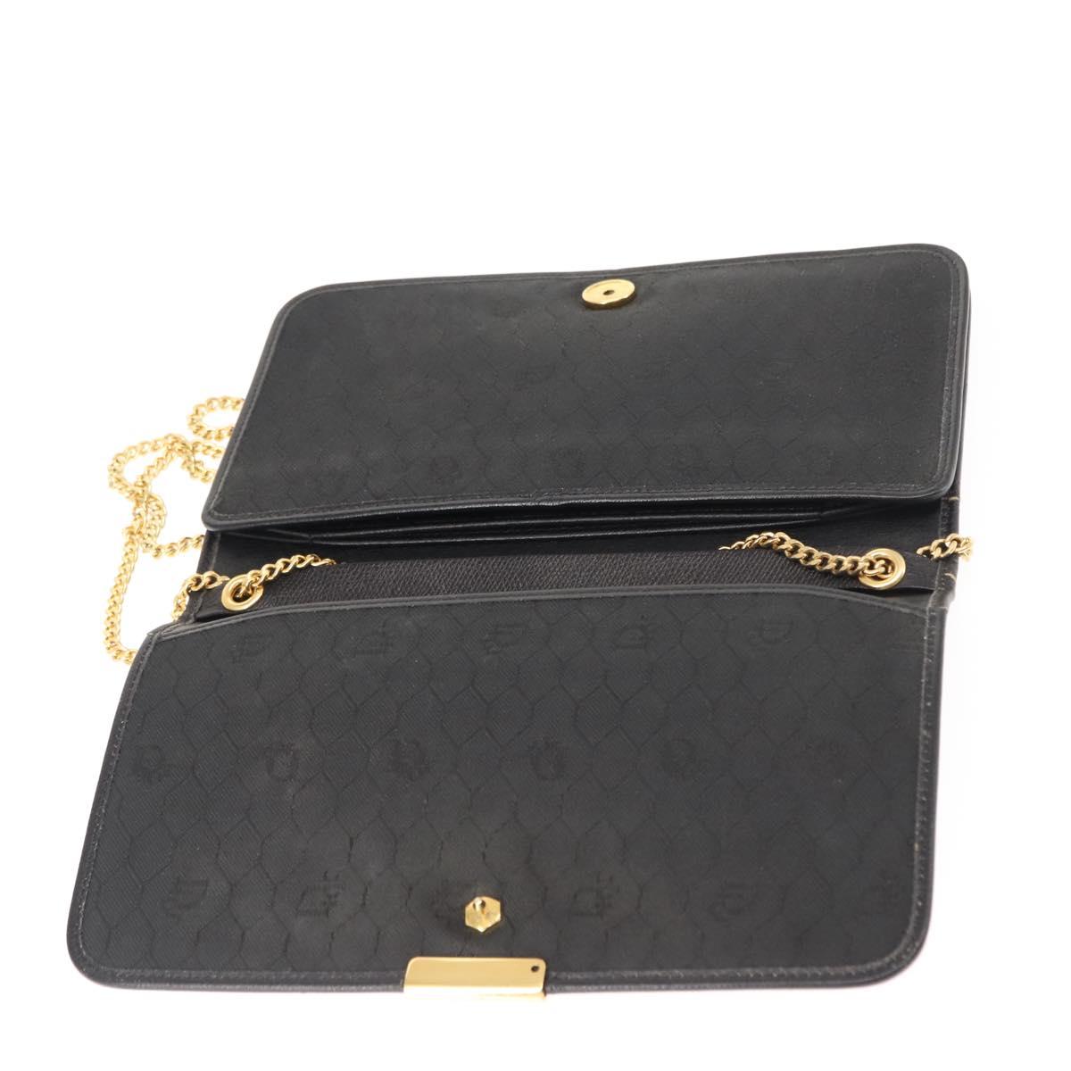 Christian Dior Chain Shoulder Bag Leather Black Auth BA6823