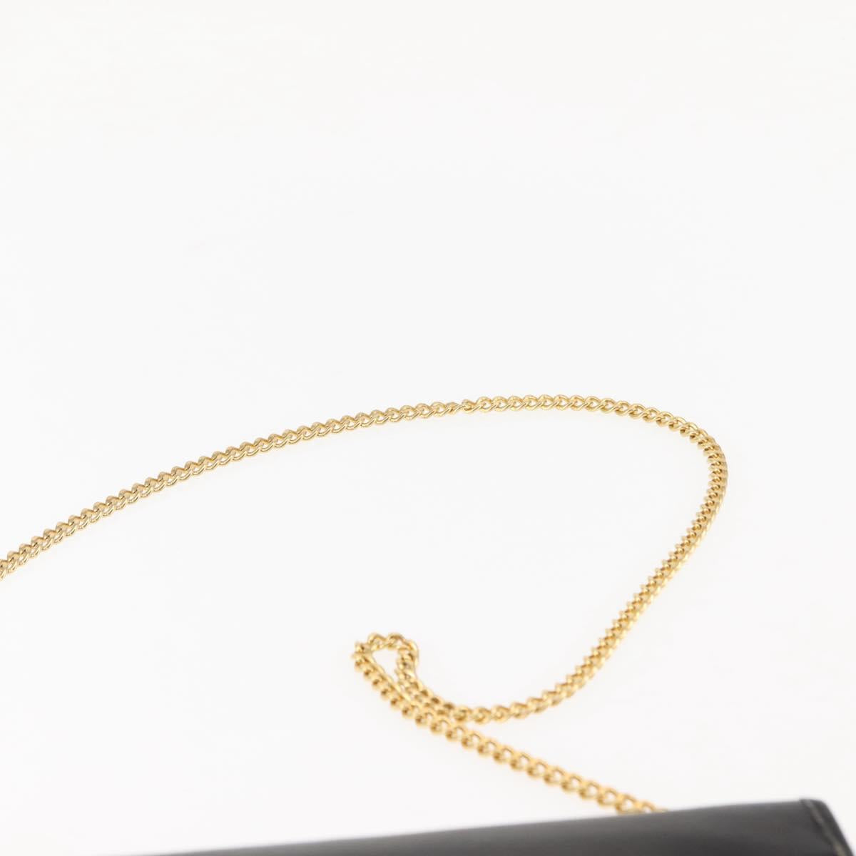 Christian Dior Chain Shoulder Bag Leather Black Auth BA6823