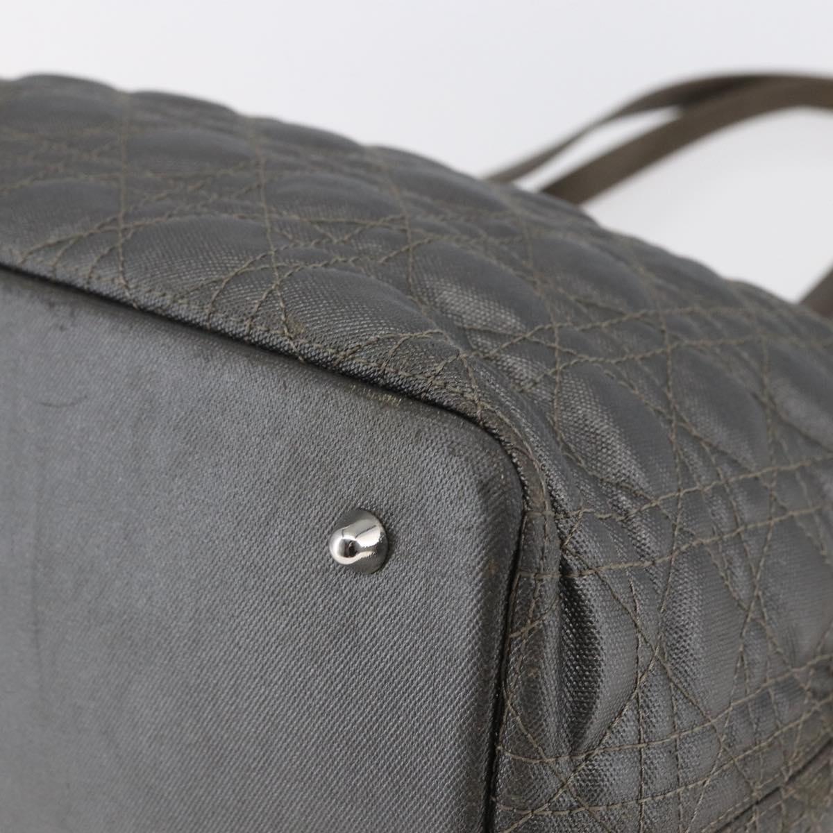 Christian Dior Canage Tote Bag Coated Canvas Gray Auth BA6826