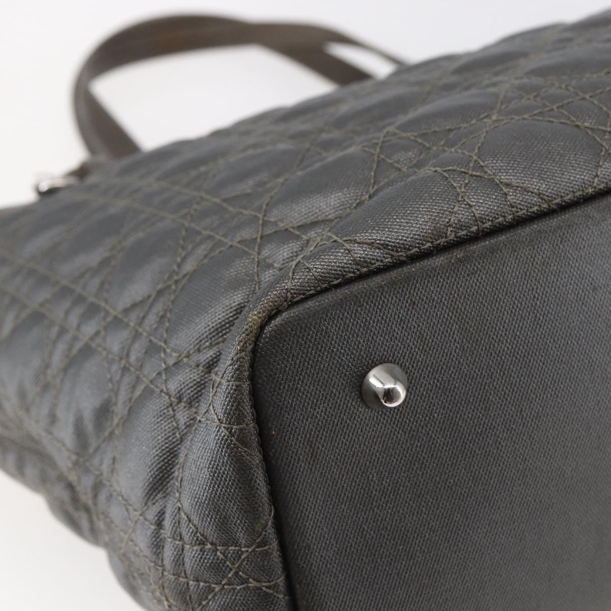 Christian Dior Canage Tote Bag Coated Canvas Gray Auth BA6826